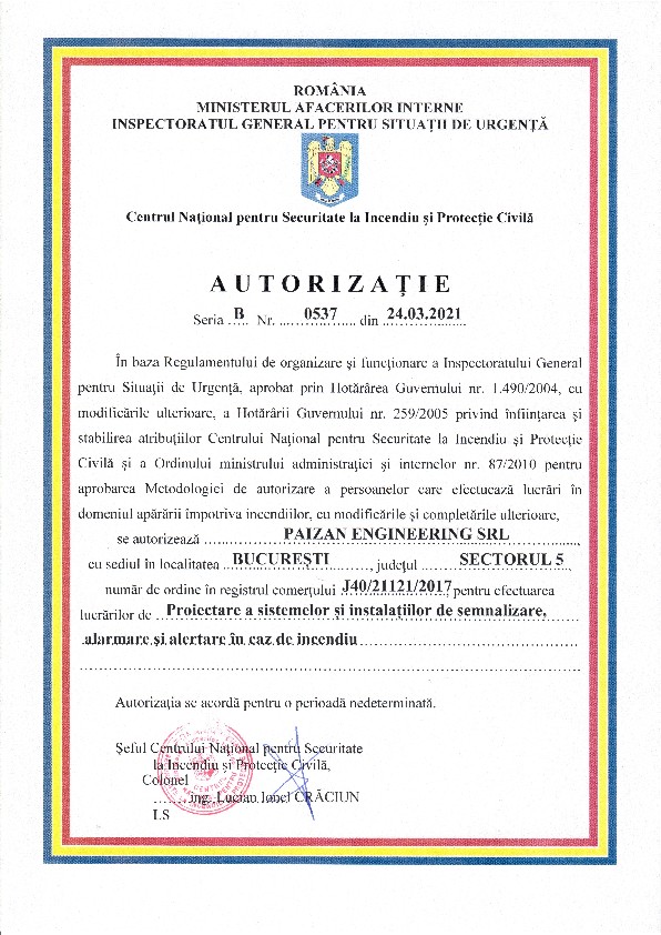 IGSU - Proiectare Detectie Incendiu