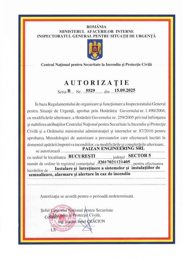 IGSU - Instalare Detectie Incendiu