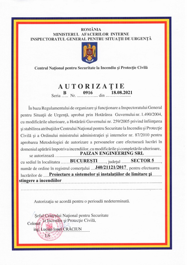 IGSU - Proiectare Stingere Incendiu