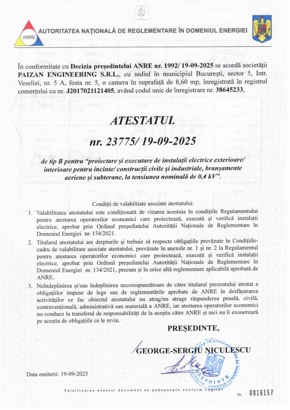 ANRE - Proiectare si Executie