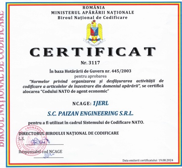 MApN - Codul NATO de agent economic